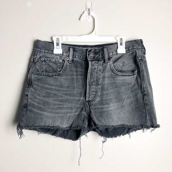 American Eagle Cut Off Hi Rise Girlfriend Denim Shorts 2 Black Womens - Picture 4 of 14